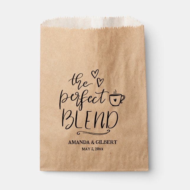 The Perfect Blend Rustic Kraft Paper Wedding Favou Favour Bags (Front)