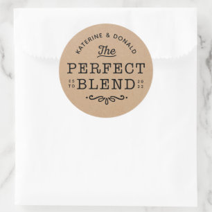 The Perfect Blend Rustic Wedding Kraft Classic Round Sticker