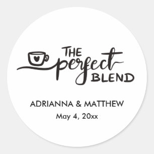 The Perfect Blend Script Wedding Favour Classic Round Sticker