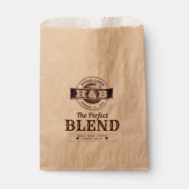 The Perfect Blend Wedding Coffee Favour Bags (Front)