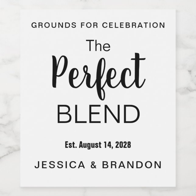 The Perfect Blend Wedding Coffee Label CF001wnn (Single Label)