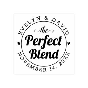 The perfect blend, wedding date and names wedding rubber stamp