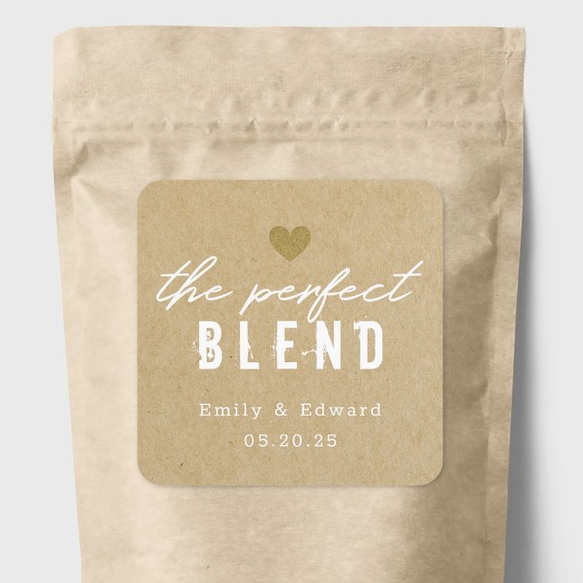 The Perfect Blend Wedding Favour Kraft Square Sticker (Creator Uploaded)