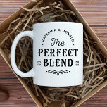The Perfect Blend Wedding Gift Coffee Mug<br><div class="desc">The Perfect Blend. Add a fun touch of colour and unique style to your wedding or bridal shower favours. A bridal shower favour bag is a great addition to party planning. These unique bags will easily be used as a gift and can serve as a beautiful decoration at your wedding...</div>