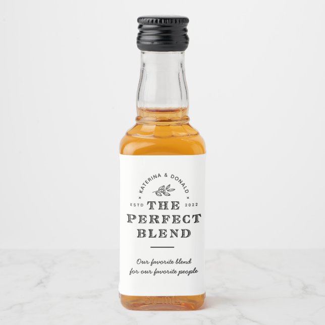 The Perfect Blend Wedding  Liquor Bottle Label (Front)
