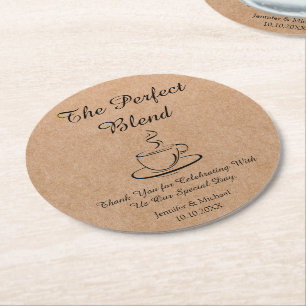 the perfect blend ,wedding thank you kraft round paper coaster