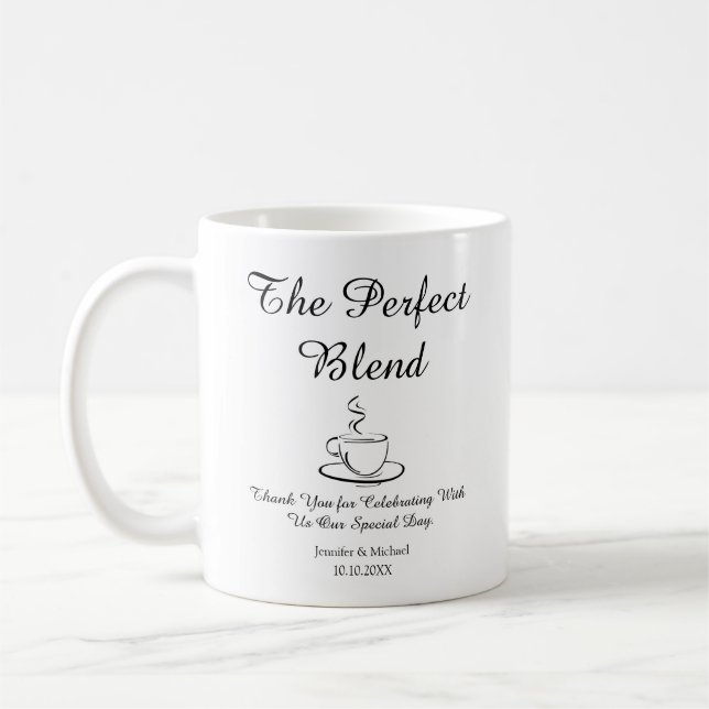the perfect blend ,wedding thank you stylish chic coffee mug (Left)
