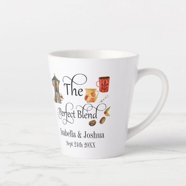 The Perfect Blend Whimsical Wedding Coffee   Latte Mug (Right)