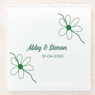 The perfect match add couple name date texture yea glass coaster