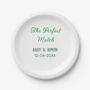 The perfect match add couple name date texture yea paper plate