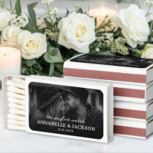 The Perfect Match Black White Wedding Photo Favour