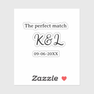 The perfect match couple name letter date blue sim