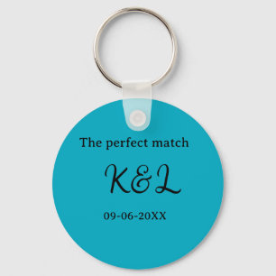 The perfect match couple name letter date blue sim key ring