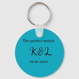 The perfect match couple name letter date blue sim key ring