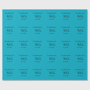 The perfect match couple name letter date blue sim wrapping paper