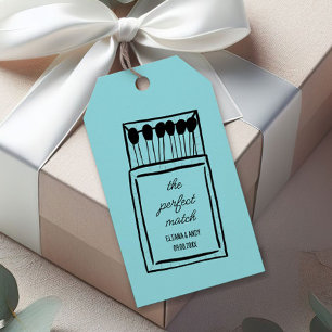 The Perfect Match Doodle Matchbook Wedding Favour Gift Tags