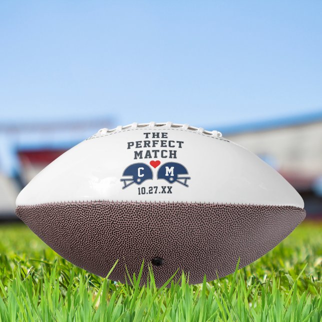 The Perfect Match Football Wedding Monogram American Football (Creator Uploaded)