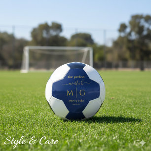 The Perfect Match Monogrammed Couple Name Navy Football