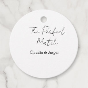 The perfect match name simple couple wedding favour tags