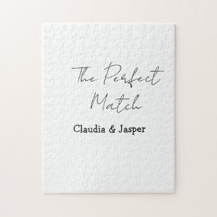 The perfect match name simple couple wedding jigsaw puzzle