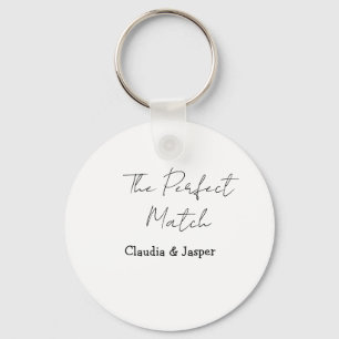 The perfect match name simple couple wedding key ring