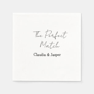 The perfect match name simple couple wedding napkin