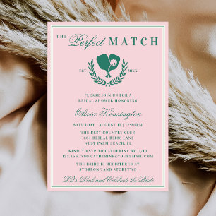 The Perfect Match Pickleball Club Bridal Shower Invitation