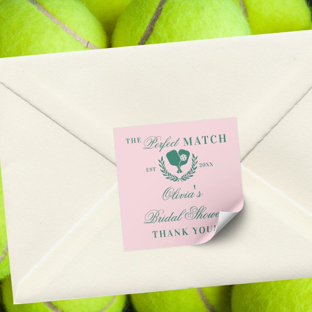 The Perfect Match Pickleball Club Bridal Shower Square Sticker (Creator Uploaded)
