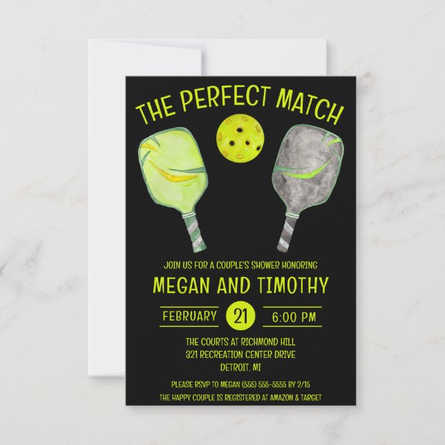 The Perfect Match Pickleball Couples Bridal Shower Invitation (Front)