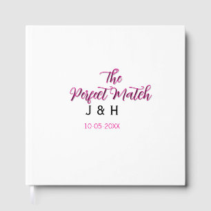 The perfect match pink black name date wedding cou guest book