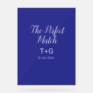 The perfect match royal blue luxury add couple nam acrylic sign