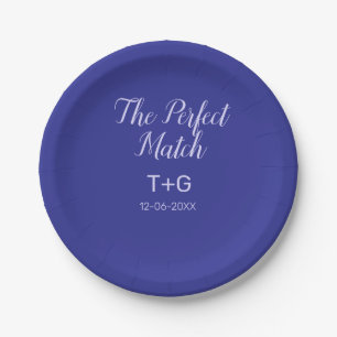The perfect match royal blue luxury add couple nam paper plate