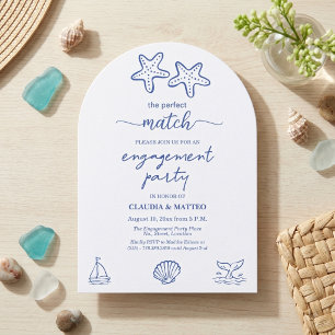 The Perfect Match Starfish Couple Engagement Party Invitation
