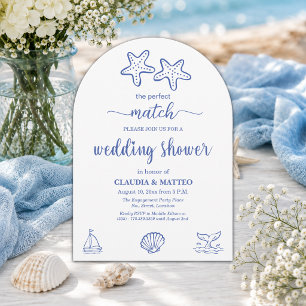 The Perfect Match Starfish Couple Wedding Shower Invitation