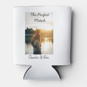 The perfect match wedding couple photo modern add can cooler