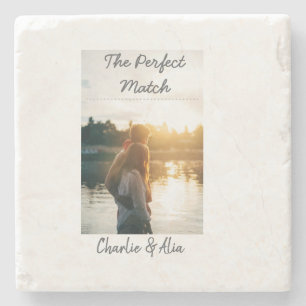 The perfect match wedding couple photo modern add stone coaster