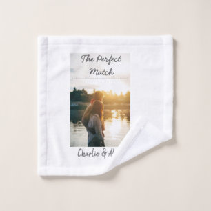 The perfect match wedding couple photo modern add  wash cloth