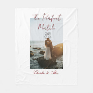 The perfect match wedding couple photo retro mauve fleece blanket