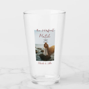 The perfect match wedding couple photo retro mauve glass
