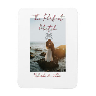 The perfect match wedding couple photo retro mauve magnet