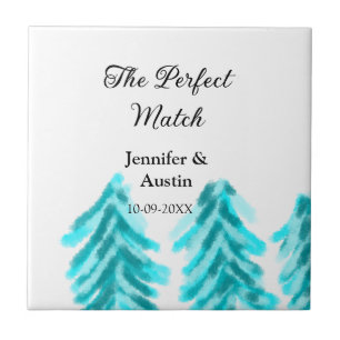 The perfect match winter blue pine tree wedding na tile