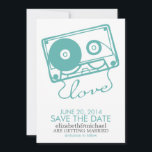 The Perfect Mix Wedding Save the Date {aqua}<br><div class="desc">Contemporary and unique wedding save the date announcements feature a cool illustration of a cassette tape.</div>