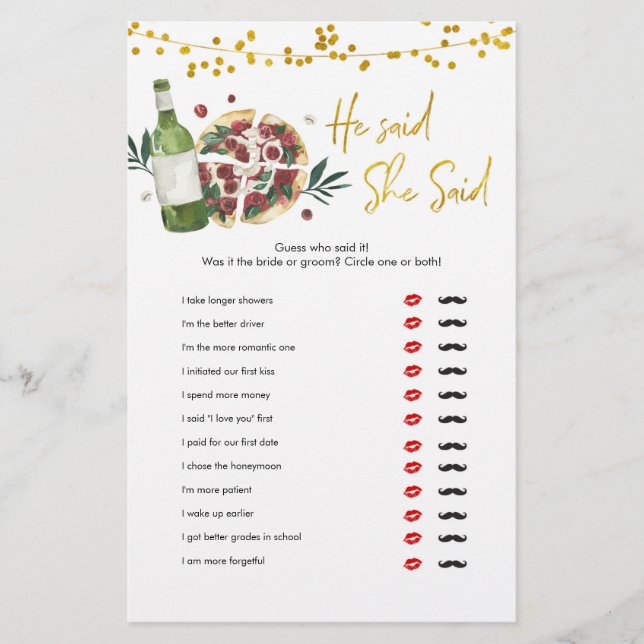 The Perfect Pair He Said She Said Games (Front)