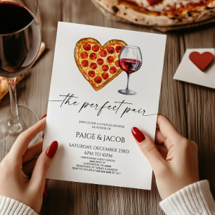 The Perfect Pair Pizza Wine Wedding Couples Shower Invitation