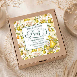The Perfect Pair Wedding Shower Favour Square Sticker