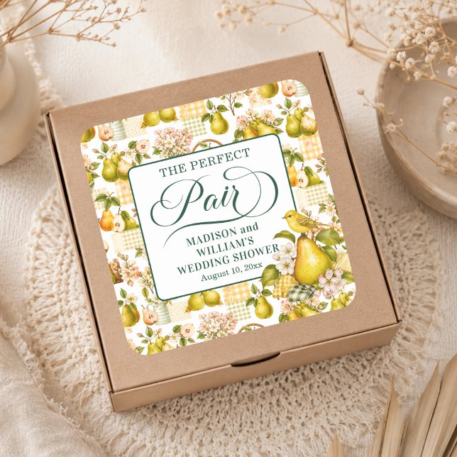 The Perfect Pair Wedding Shower Favour Square Sticker (Creator Uploaded)
