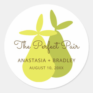 The Perfect Pair Yellow Green Pears Wedding Classic Round Sticker