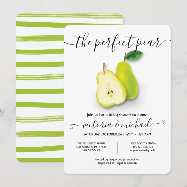 The Perfect Pear Baby Shower Invitation (Front/Back)