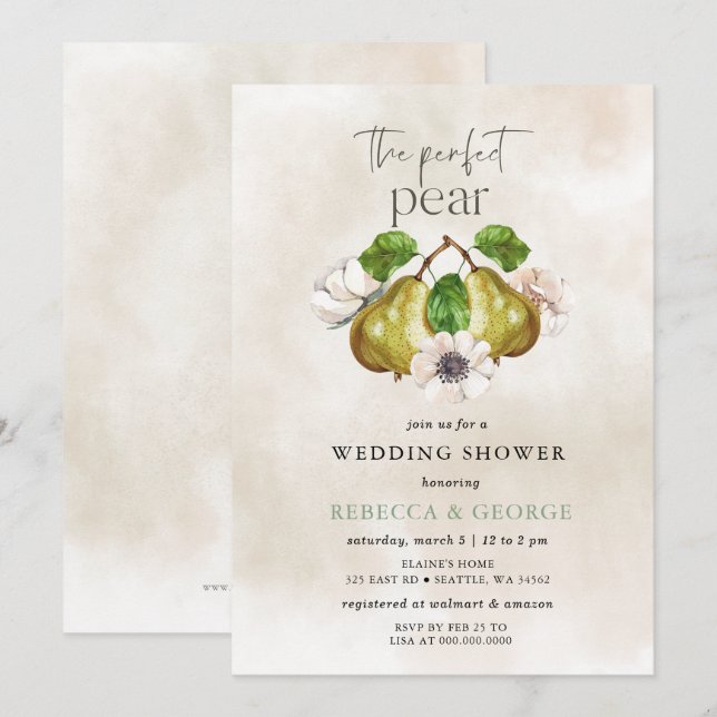The Perfect Pear Couple's Wedding Shower Invitation (Front/Back)