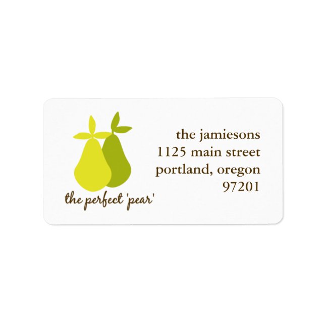 The Perfect Pear Pair Cute Wedding Label (Front)